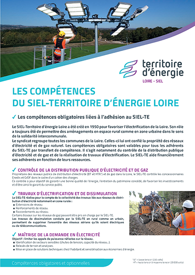 Les compétences du SIEL-Territoire d’énergie Loire