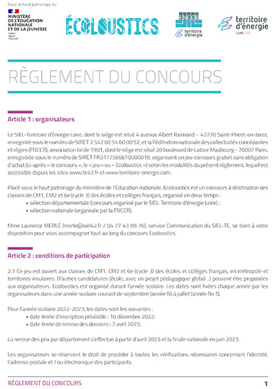 Règlement du concours les écoloustics