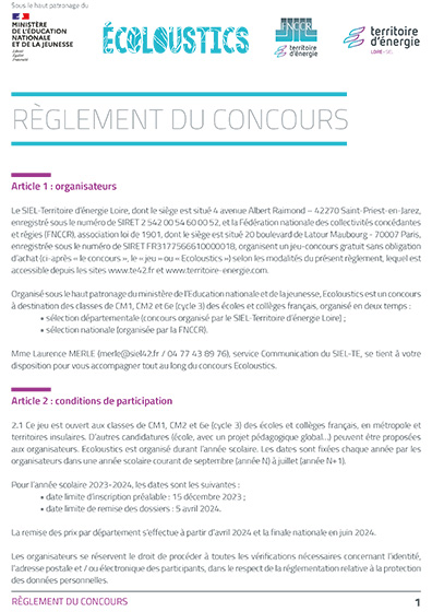 Règlement du concours les écoloustics 2023-2024